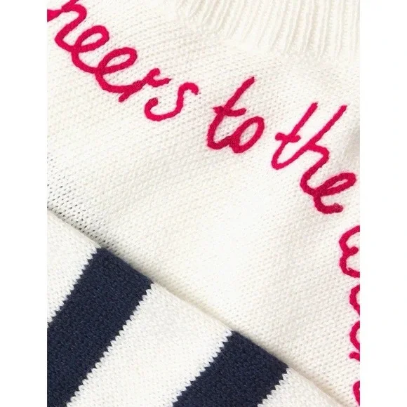 Lilly Pulitzer  Sweater Cheers To The Weekend Size XS Red White‎ Blue Stripe - Picture 3 of 15